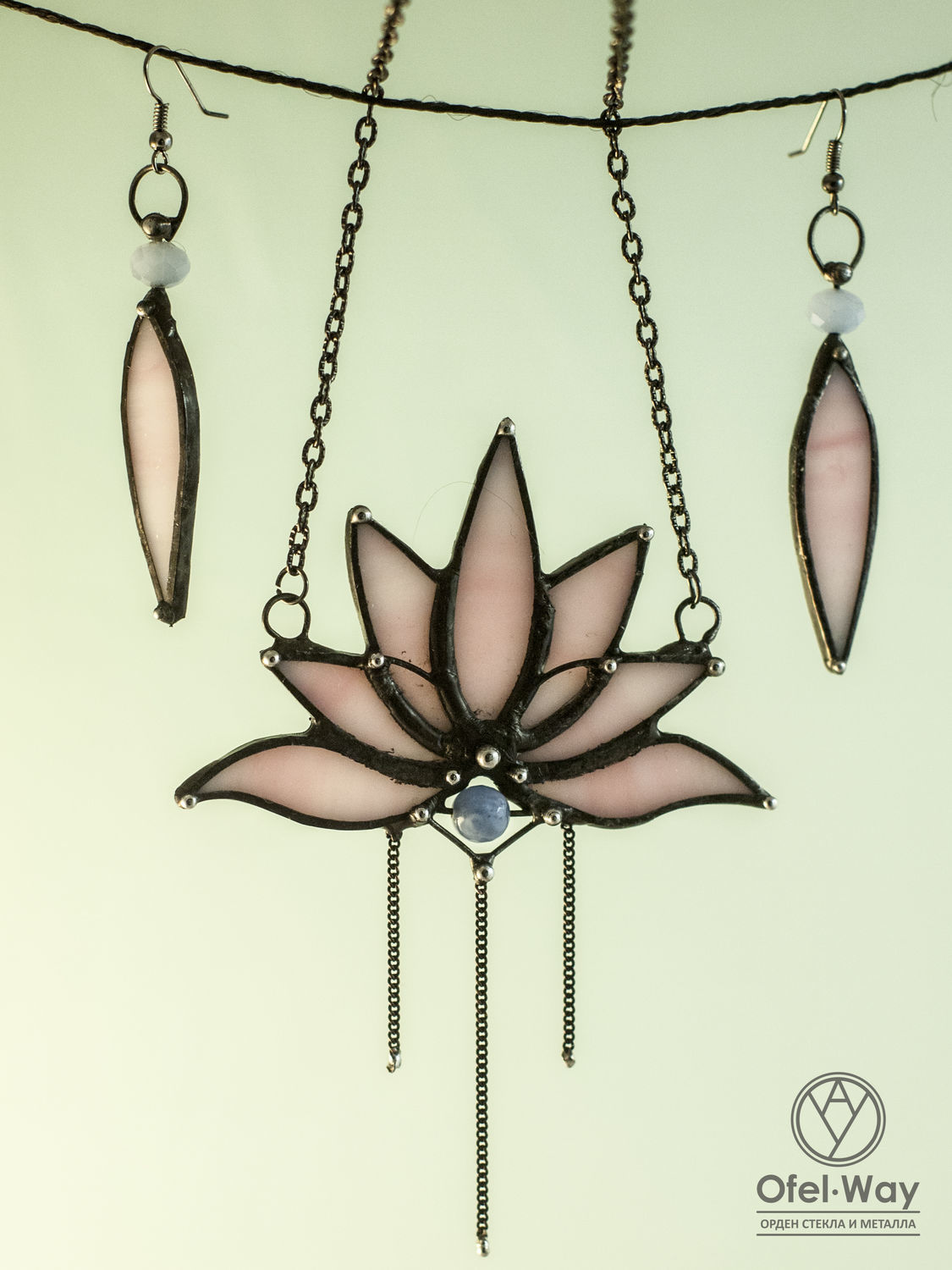 Nine-winged Pink Lotus pendant earrings (p-020-16-e-001-04), Pendants, St. Petersburg,  Фото №1