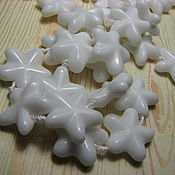 Материалы для творчества handmade. Livemaster - original item Ceramic beads white star 16h5mm. Handmade.
