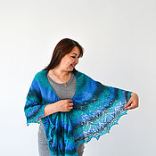 Аксессуары handmade. Livemaster - original item Openwork shawl knitted wool sea wave, shawl warm. Handmade.