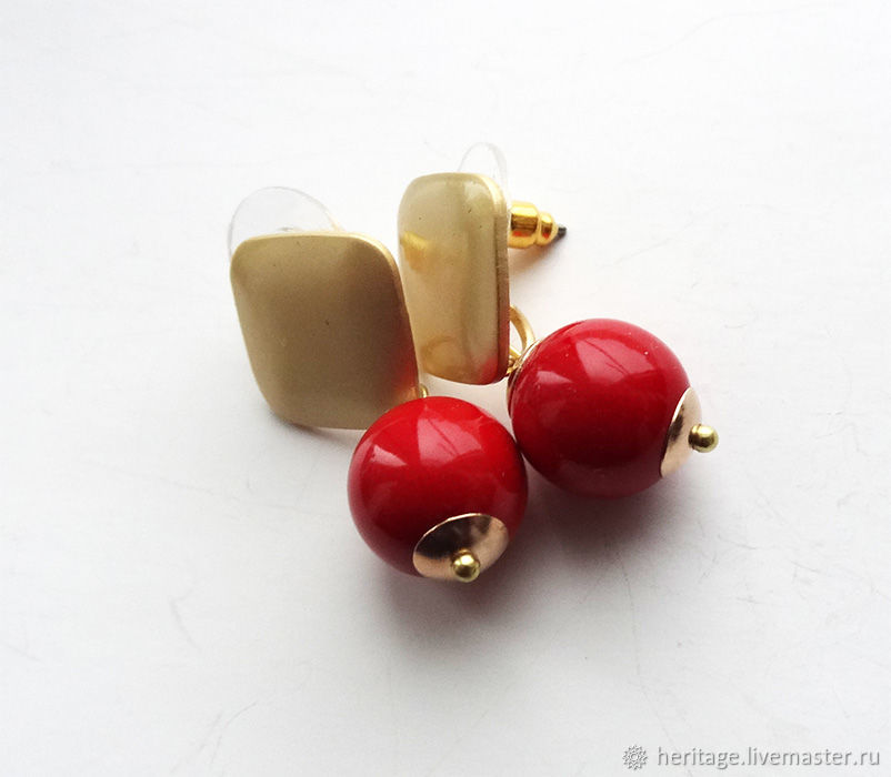 Earrings-ear-stud: red apples, Stud earrings, Moscow,  Фото №1