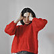 Mohair Women's Jumper, Red Fluffy Oversize Jumper. Sweaters. Dobryy_vyaz. My Livemaster. Фото №6