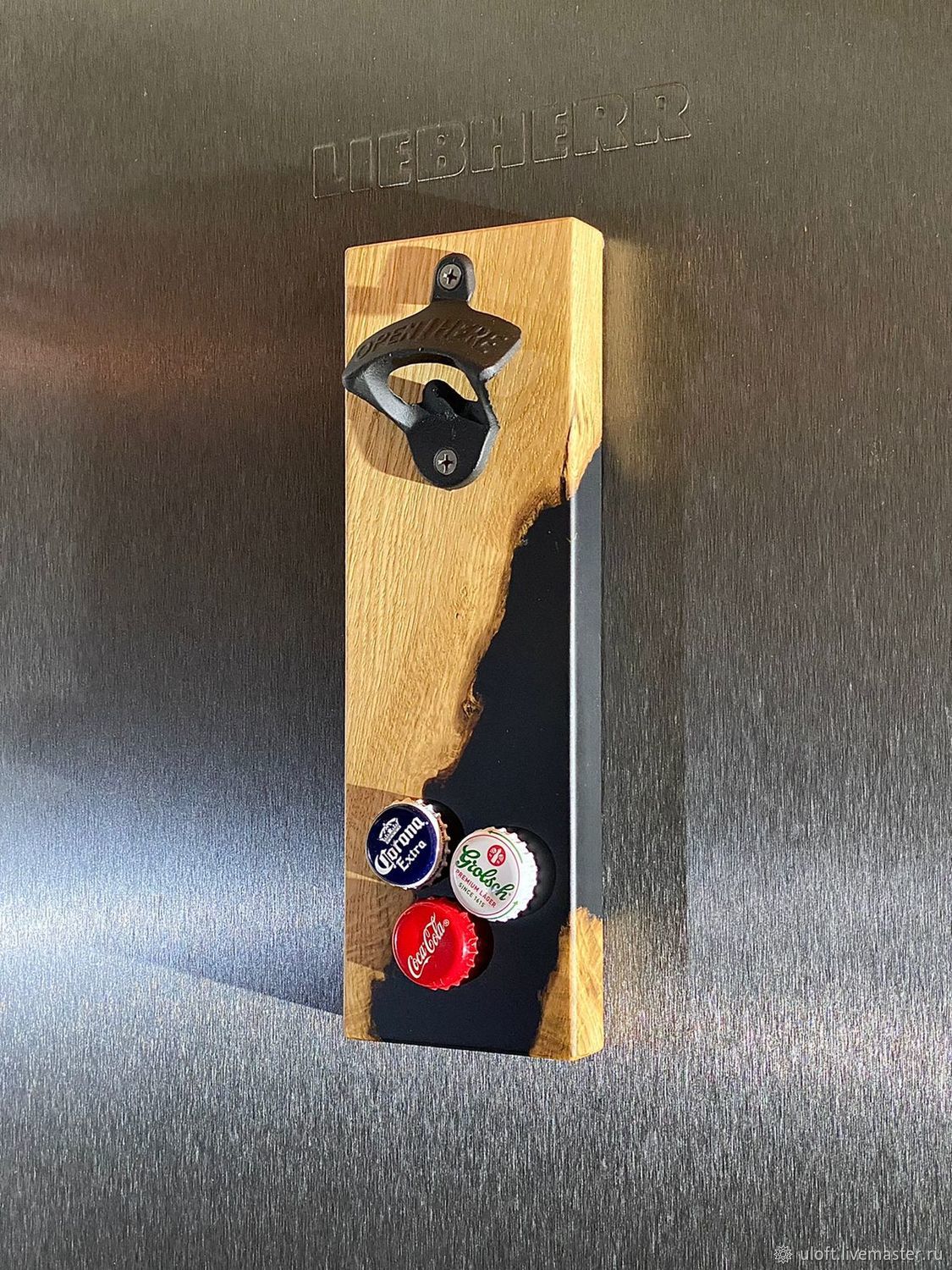 Magnetic bottle opener made of oak slab, Magnets, Ivanovo,  Фото №1