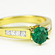 18K Dark Green Round Emerald Engagement Ring, Colombian Emerald Weddin, Rings, West Palm Beach,  Фото №1