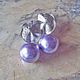 Заказать Серьги "Purple Pearls", хлопковый жемчуг, фианиты. NKJewelry. Ярмарка Мастеров. . Серьги классические Фото №3