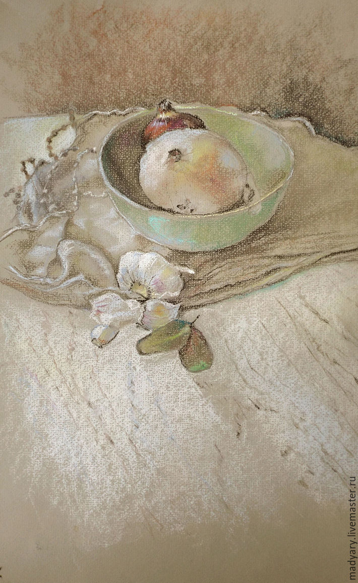 Painting Pastel Kitchen Still Life Shabby Chic Olive Beige