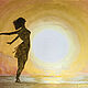 Картина солнечный силуэт девушки на рассвете«Встречаем» 70х50х1,8 см, Картины, Волгоград,  Фото №1