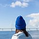 Bright blue hand-knitted hat made of merino wool, Caps, St. Petersburg,  Фото №1