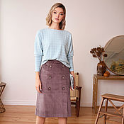 Одежда handmade. Livemaster - original item Corduroy Taupe skirt with buttons, purple corduroy skirt. Handmade.