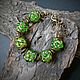 Браслет "Изумруд", стекло лэмпворк lampwork, серебро, Браслет из бусин, Нижний Новгород,  Фото №1