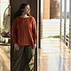 Linen shirt with long sleeves terracotta in stock 46-48-50. Shirts. ZanKa. Online shopping on My Livemaster.  Фото №2