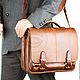 Leather briefcase 'Sorbonne' light brown. Brief case. Russian leather Guild. My Livemaster. Фото №6