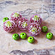 Бусина лэмпворк "Клевер розово-красный". Бусины. Natalia Korolyuk lampwork beads. Интернет-магазин Ярмарка Мастеров.  Фото №2