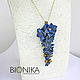 Buy pendant with flowers made of polymer clay. Pendant with blue flowers. Polymer clay. © Bionika handmade - Lyubanskaya Yuliya