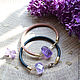 Bracelet with amethyst leather bracelet, natural amethyst, Hard bracelet, Moscow,  Фото №1