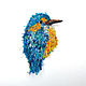 Kingfisher bird, author's hand embroidery. Brooches. Textile art ruM aniraM. Online shopping on My Livemaster.  Фото №2