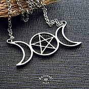 Украшения handmade. Livemaster - original item Triune Moon Pendant with a pentagram (Triple Moon Symbol). Handmade.
