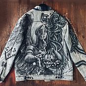 Мужская одежда handmade. Livemaster - original item Biker Motorcycle Jacket. Motorcycle jacket with print. painted clothing. Handmade.