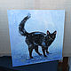 Oil painting ' Black cat on a winter walk'. Pictures. Zhanne Shepetova. My Livemaster. Фото №4