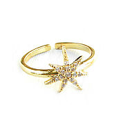 Украшения handmade. Livemaster - original item Star ring, gold ring with cubic zirconia 