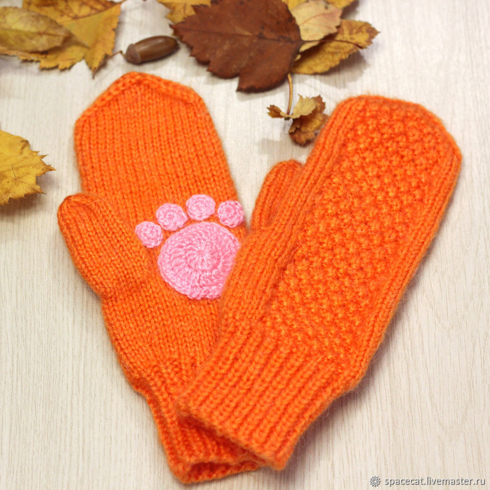 Mittens with paws women's knit baby mittens the Cat – купить на Ярмарке ...