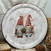 Для дома и интерьера handmade. Livemaster - original item Tray dish gnomes New Year Scandinavian style. Handmade.