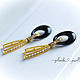 Order Earrings with onyx in gold with cubic Zirconia. Solanda. Livemaster. . Earrings Фото №3