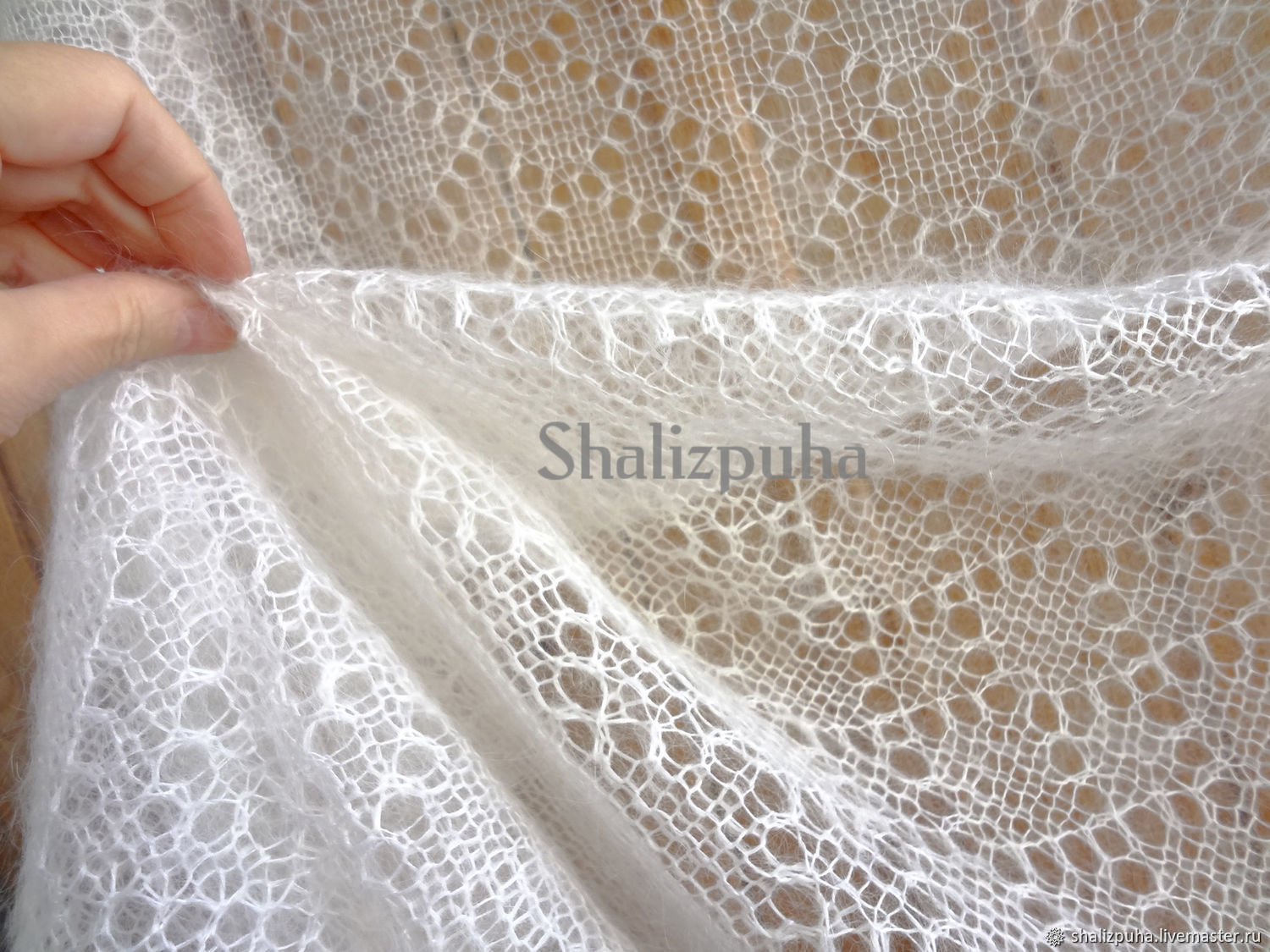 Handmade handkerchief, downy cobweb 90h90 cm, 140, Shawls1, Orenburg,  Фото №1