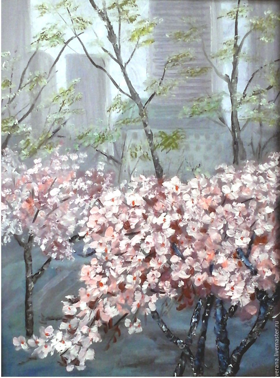Oil Painting The Cherry Blossoms Online On Livemaster With Landscapes Handmade Livemaster Oil Painting The Cherry Blossoms