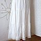 Linen petticoat with lace white long, Skirts, Sergiev Posad,  Фото №1