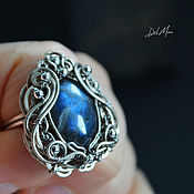 Украшения handmade. Livemaster - original item Ring women`s ring with labradorite blue 
