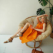 Одежда handmade. Livemaster - original item Summer Yellow Maxi Dress, Orange Long Cotton Dress. Handmade.