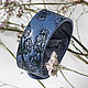 Narrow leather bracelet Lavender Blue, Cuff bracelet, Ivanovo,  Фото №1
