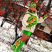 Русский стиль handmade. Livemaster - original item Kit felted-felted boots, hat, mittens and handbag. Handmade.