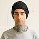Order Beanie hat made of hemp, black #098. Hemp bags and yarn | Alyona Larina (hempforlife). Livemaster. . Caps Фото №3