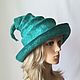 Emerald felted Forest fairy hat, fairy hat with brim and cap, Hats1, Berdsk,  Фото №1