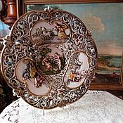 Винтаж handmade. Livemaster - original item Decorative vintage plates: A huge dish of Capo di Monte. Italy. Handmade.