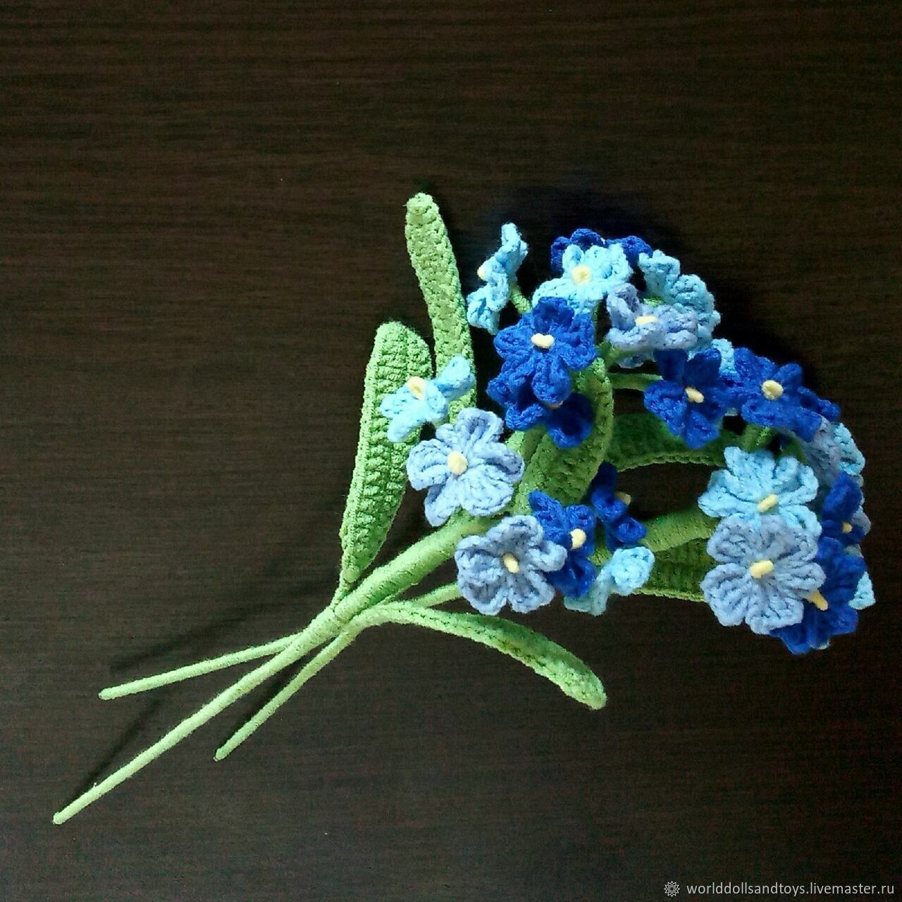 Цветы:Незабудки вязаные цветы.Букет крючком.Идея подарка на 8 марта. в ...