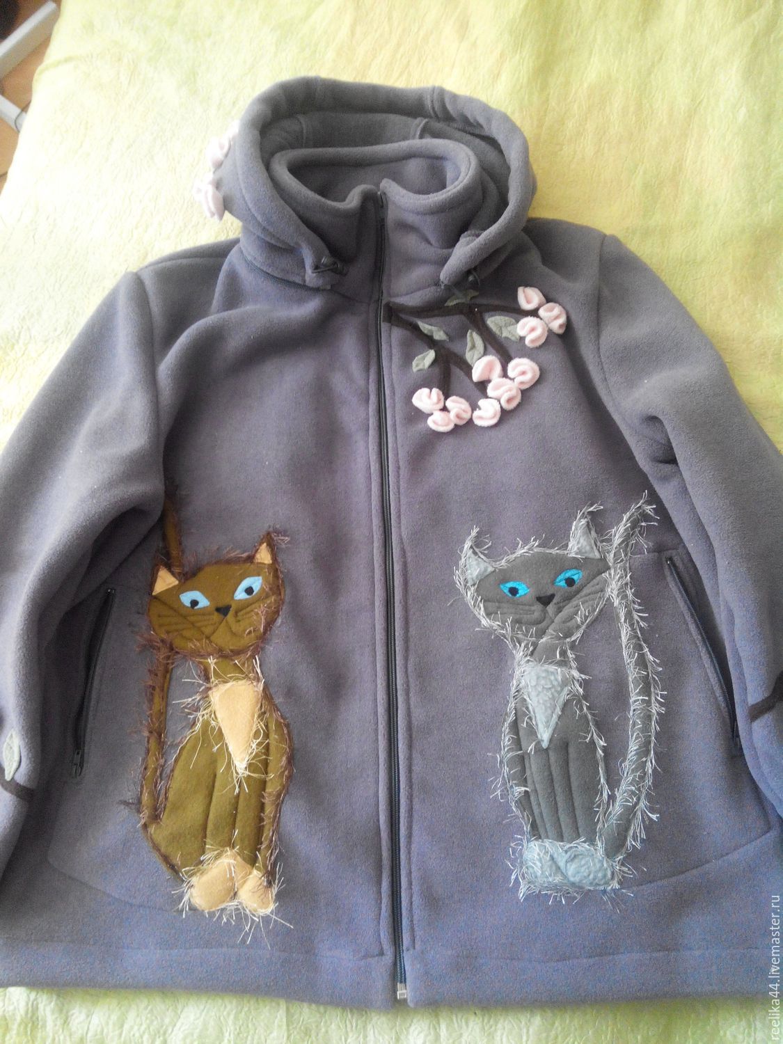 Jacket Polartec 'Sakura and cats in the spring', Outerwear Jackets, Temryuk,  Фото №1