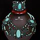 Soutache necklace made of turquoise 'turquoise scattering', Necklace, Moscow,  Фото №1