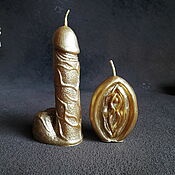 Сувениры и подарки handmade. Livemaster - original item Set of 2 candles: penis and vagina gold, gifts 18. Handmade.
