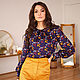 Violet blouse with long sleeves with print, purple blouse for office. Blouses. mozaika-rus. My Livemaster. Фото №5