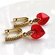 Order Red Heart Earrings. Gold earrings with Swarovski crystals. JEWEL OLGA. Livemaster. . Earrings Фото №3