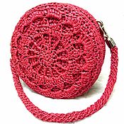 Сумки и аксессуары handmade. Livemaster - original item Round red raffia purse. Handmade.