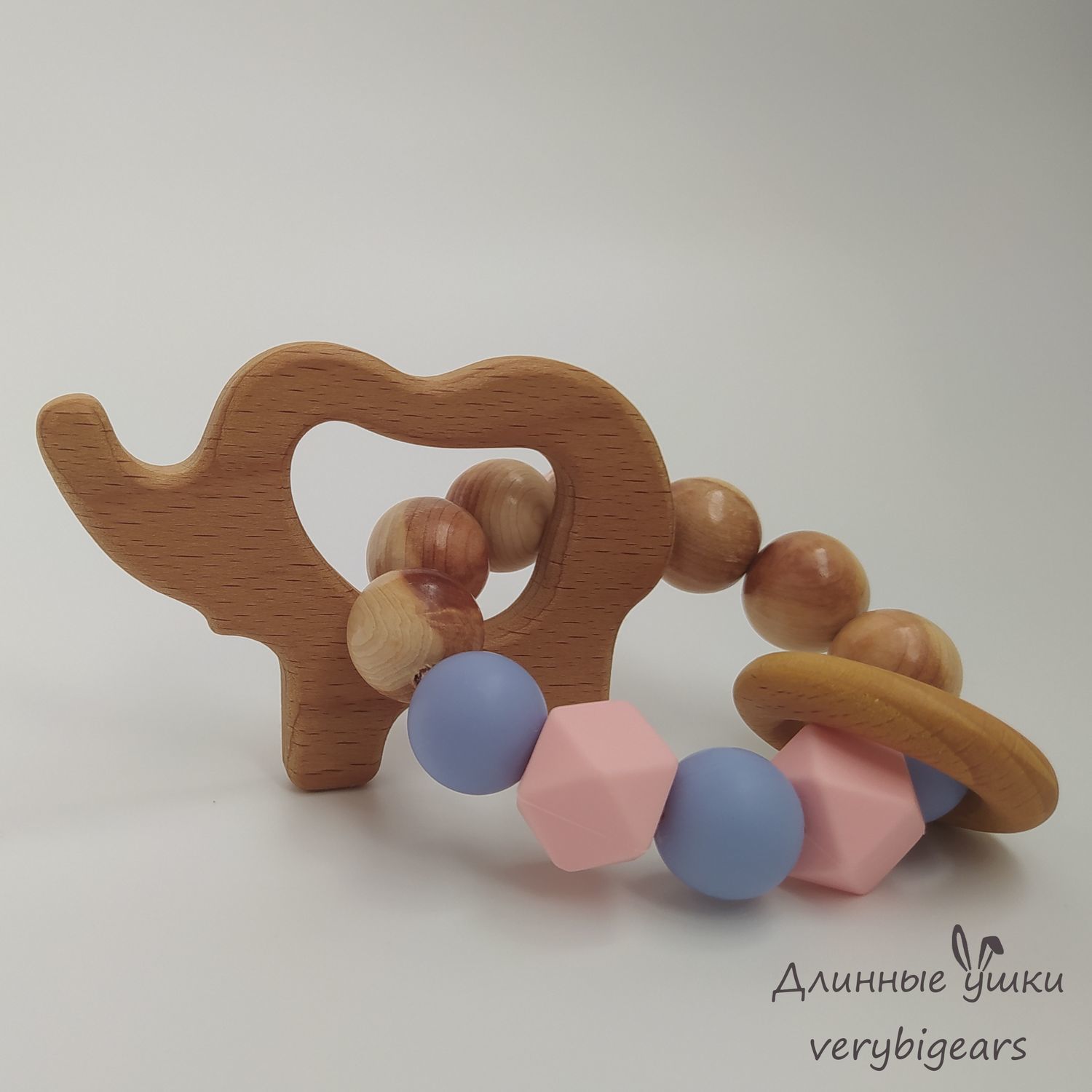 Wooden Elephant Rodent with Silicone and Juniper Beads, Teethers and rattles, Penza,  Фото №1