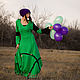Long Green Linen Elven Dress «Absinthe». Dresses. mongolia. Online shopping on My Livemaster.  Фото №2