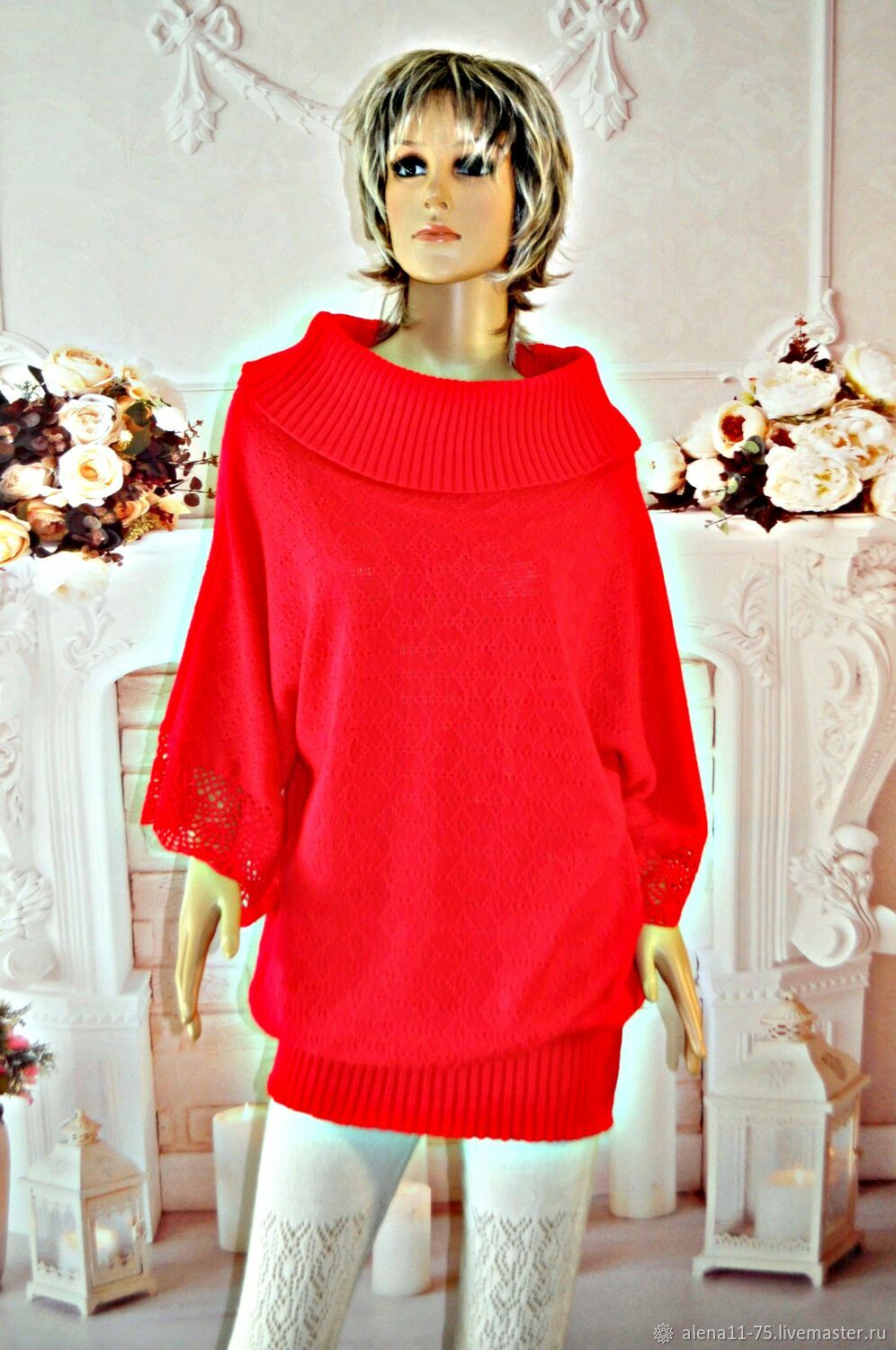 Туника вязаная,оверсайз(46-56) – заказать на Ярмарке Мастеров – ROXSSRU ...