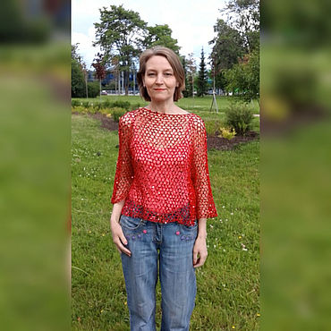 Одежда женская ручной работы. Ярмарка Мастеров - ручная работа Кофты-сетки: Сияние красным. Handmade.