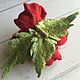 Брошь валяная из шерсти Красный мак. Брошь-булавка. Ольга (florawool). Ярмарка Мастеров.  Фото №6
