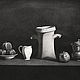Still life with grenades and a piece of amphora. 75h100 cm. graphics, Pictures, Moscow,  Фото №1