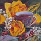 Картина миниатюра маслом Чай и розы #2, Картины, Самара,  Фото №1